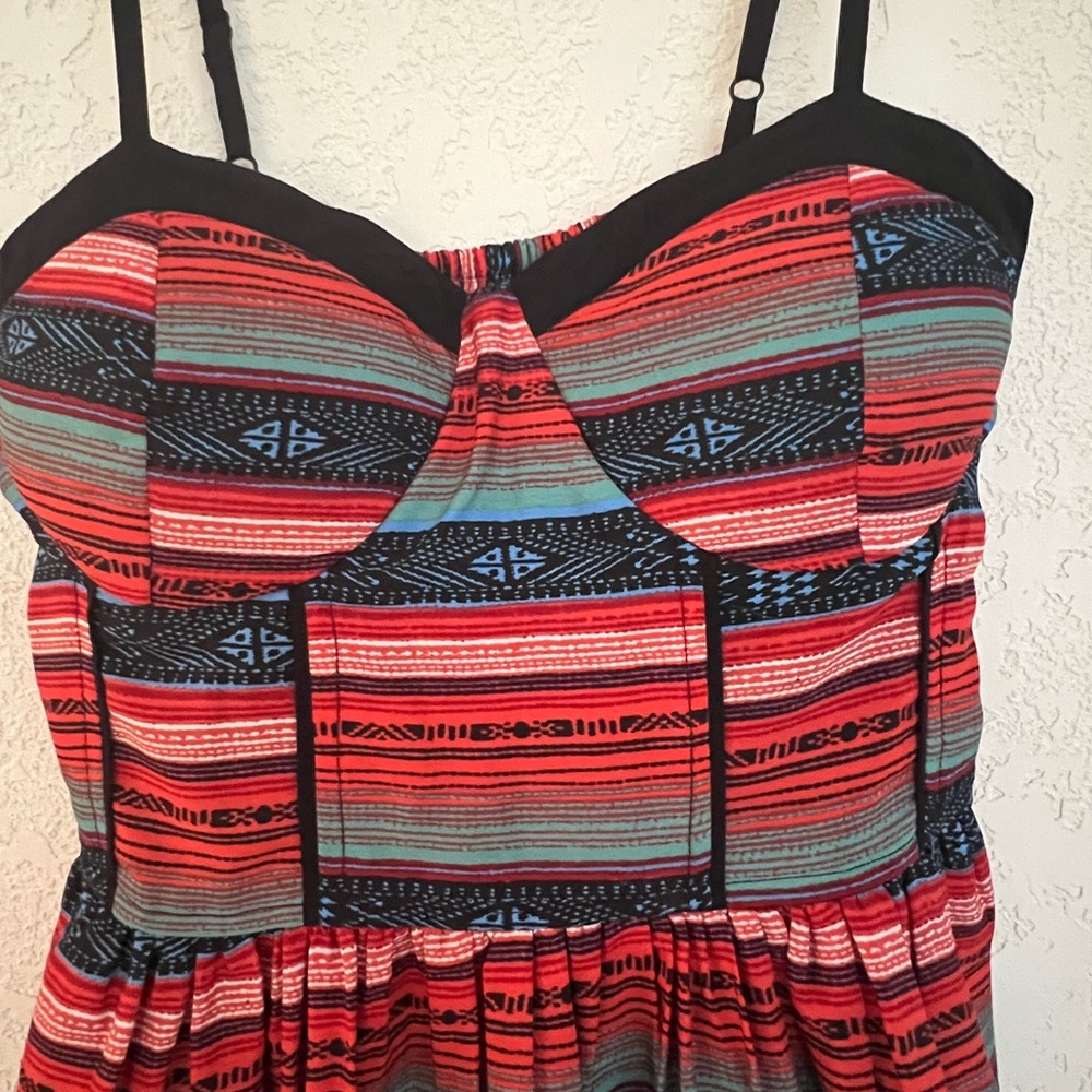 Band of Gypsies Dress Sz S Corset Type Front Smocked in Back Multicolored Mini